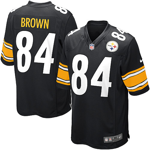 Men's Game Antonio Brown Nike Jersey Black Home - #84 NFL Pittsburgh Steelers